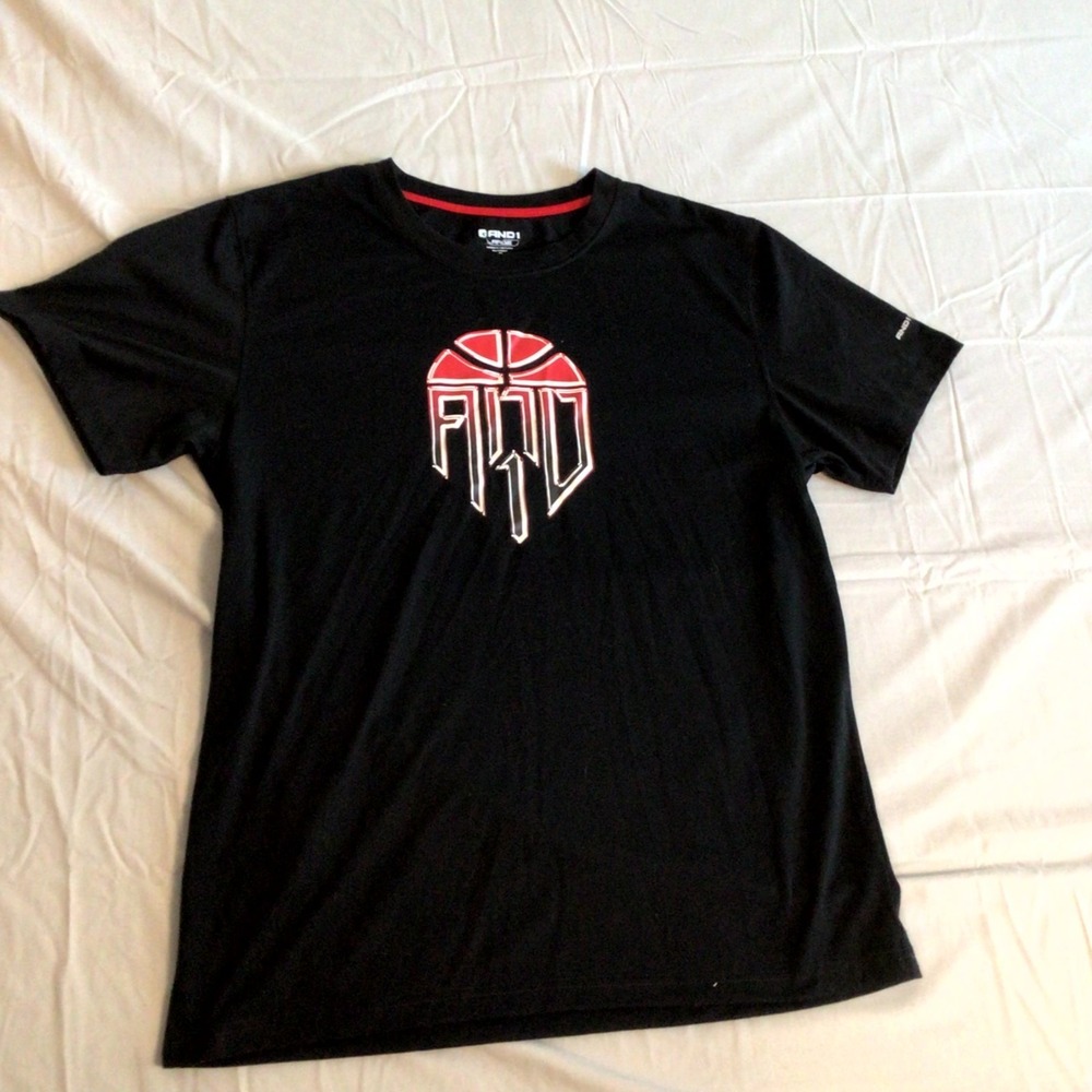 And1 Men's T-Shirt Large Black Red Graphic Streetwear Stop Sweating Me Pullover